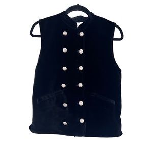 NWT Ruff Hewn Black Velvet Womens Vest size M Silver Tone Ornate Buttons Lined